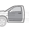 Outline drawing of a pickup truck with the driver's door highlighted.