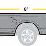 Side view of a pickup truck measuring 8 feet in length.