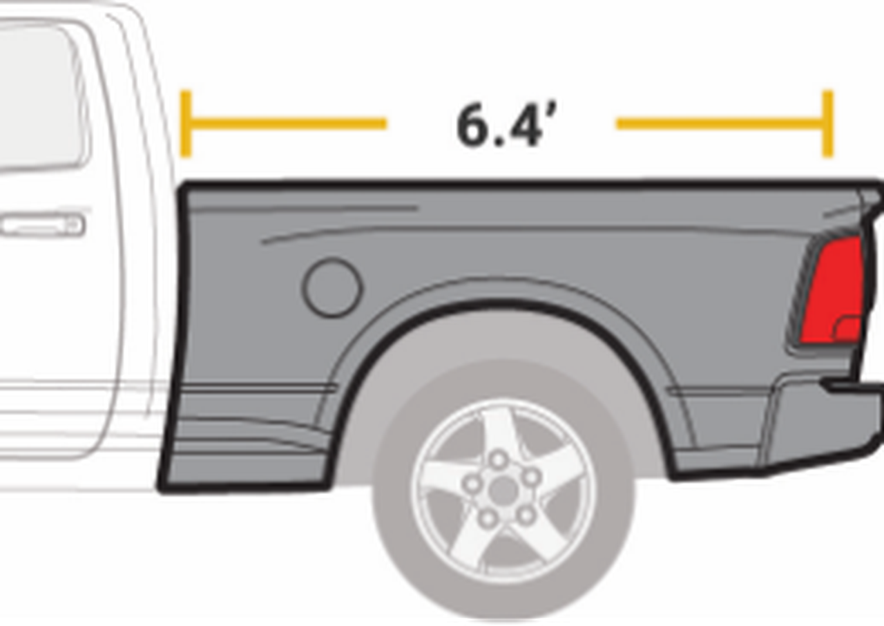 Pickup truck bed length measuring 6.4 feet.