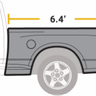 Pickup truck bed length measuring 6.4 feet.
