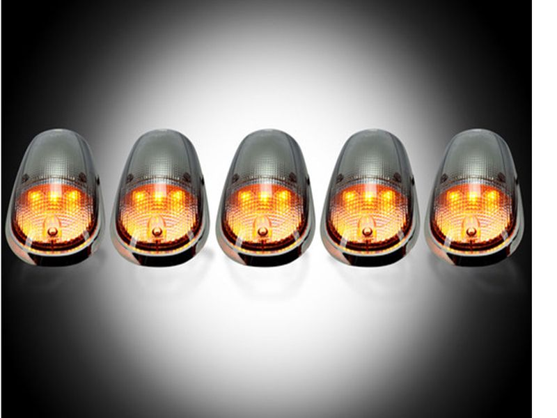 Recon 5-Piece Smoked Cab Light Set With Amber Xenon Bulbs For 1999-2016 Ford Trucks