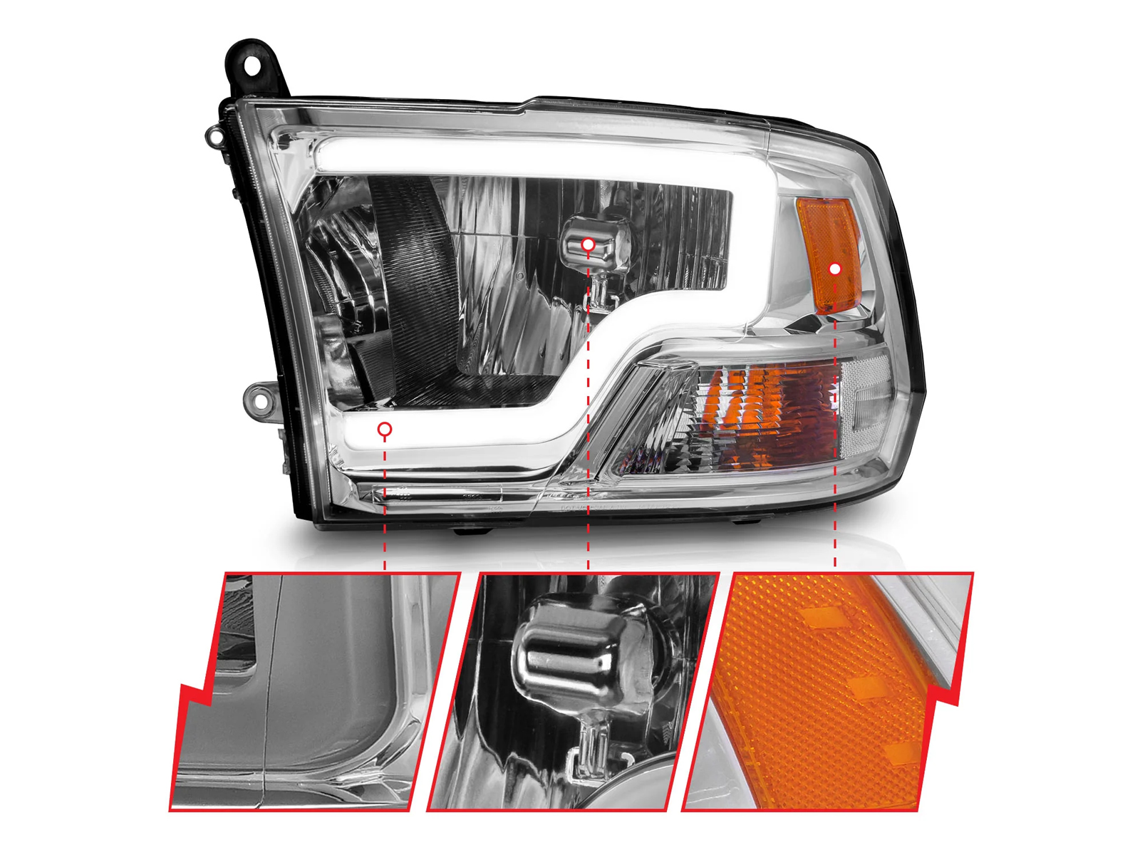 Anzo Black Crystal U-Bar Headlights 111516