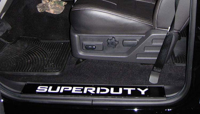 thumbnail image 2 of Custom Text PU Leather Door Sill Protector Stickers For Ford Super Duty F250/F350/F450 (4pcs) 2 of 3