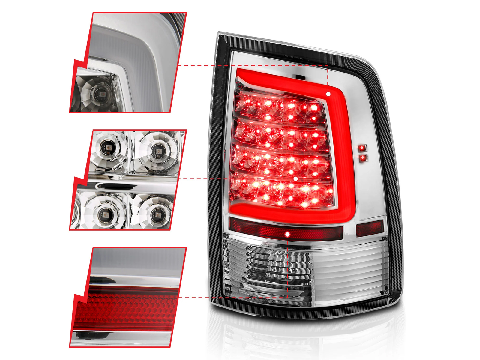 Anzo Red and Chrome LED Tail Lights 311320