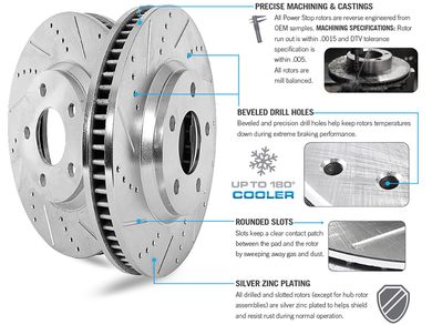 Power Stop K1631 Front Z23 Evolution Brake Kit with Drilled/Slotted Rotors and Ceramic Brake Pads 