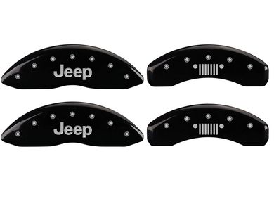 MGP Caliper Covers 14034SSILMB SILVERADO Engraved Caliper Cover with Matte Black Powder Coat Finish and Silver Characters, Set of 4 
