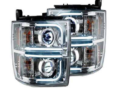 OEMASSIVE Projector Headlights For 2016-2019 Silverado 1500 - Chrome Housing W/ LED Parking & HID