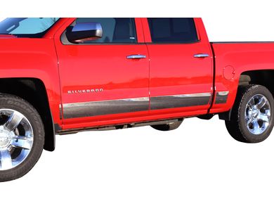 Stainless Steel 8" Rocker Panel 12PC Chevy Silverado Crew Cab 6.8' Bed 14-16