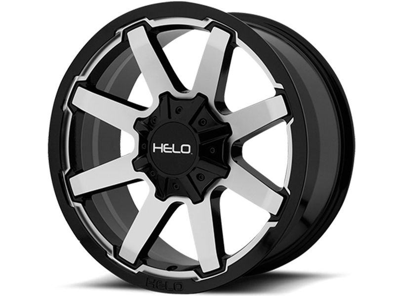 4x Helo Gloss Black 8-Lug Wheel Center Caps - Fits HE878 HE879 HE900 HE901 HE904