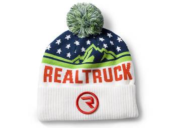 RealTruck Red & Green Vintage Cuffed Pom Ridgeline Beanie