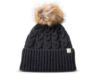 RealTruck Black Cuffed Pom Loop Label Beanie