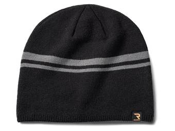 RealTruck Black & Grey Uncuffed Striped Loop Label Beanie