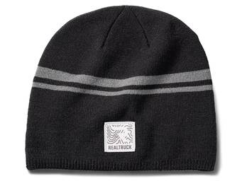 RealTruck Black & Grey Uncuffed Striped Topographical Beanie