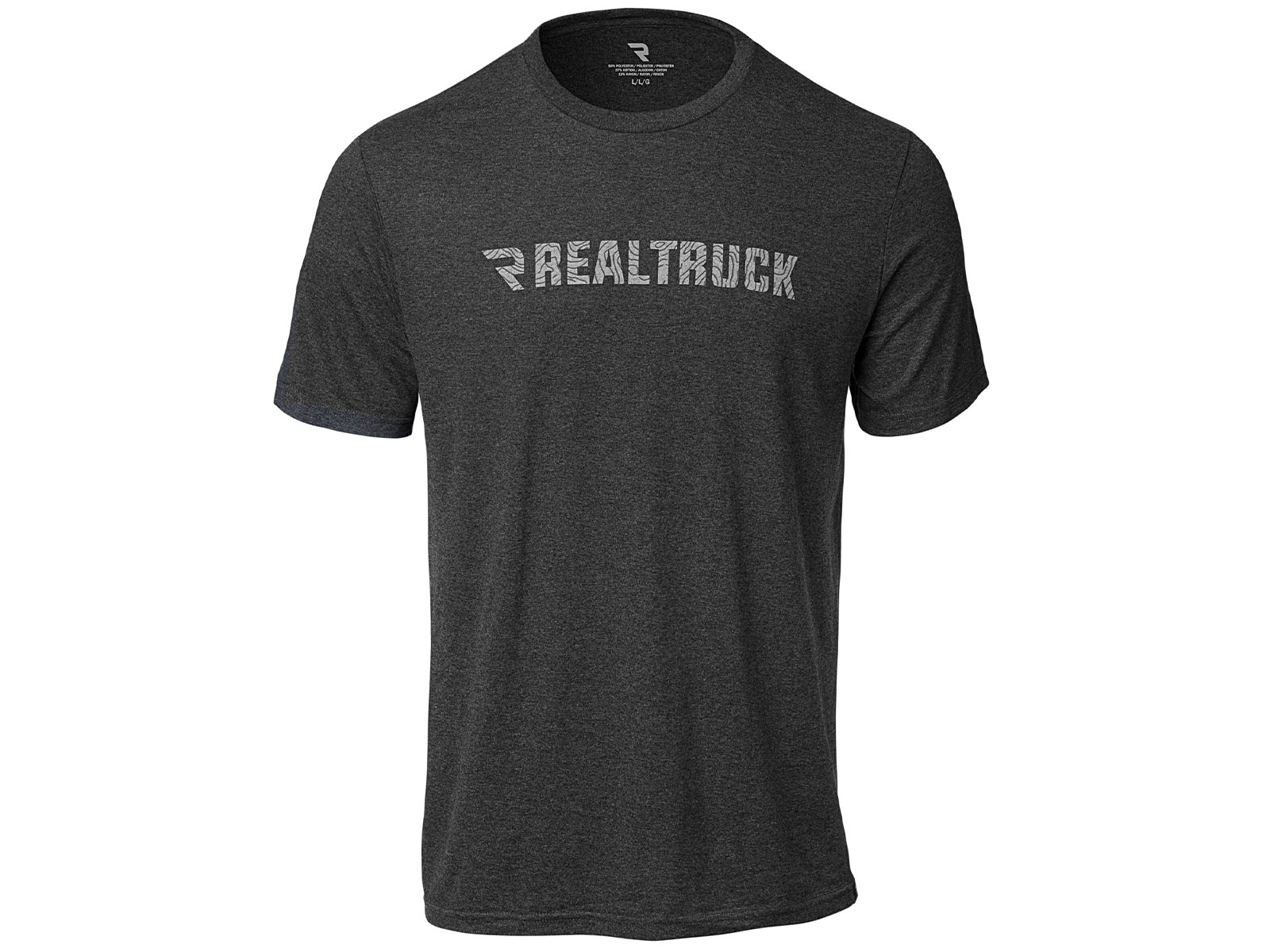 RealTruck Men s Heather Black Topographic Wordmark T-Shirt