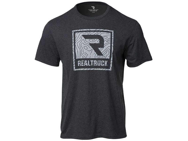 RealTruck Men s Heather Black Block Topographic T-Shirt | RealTruck