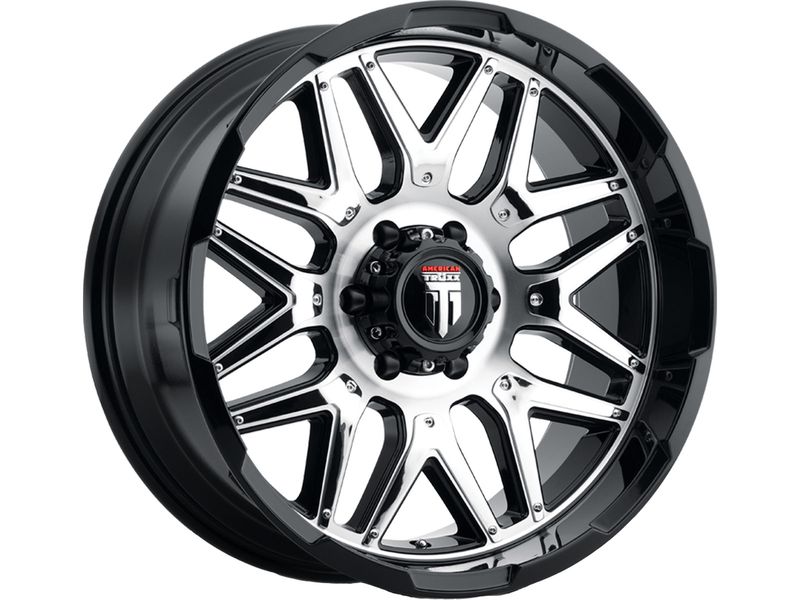 アリスト　ヴェルテックス　17インチ8J+50 11.43 流用　ドリケツ　US American Truxx Machined Gloss Black & Chrome Inserts AT-151 Grind