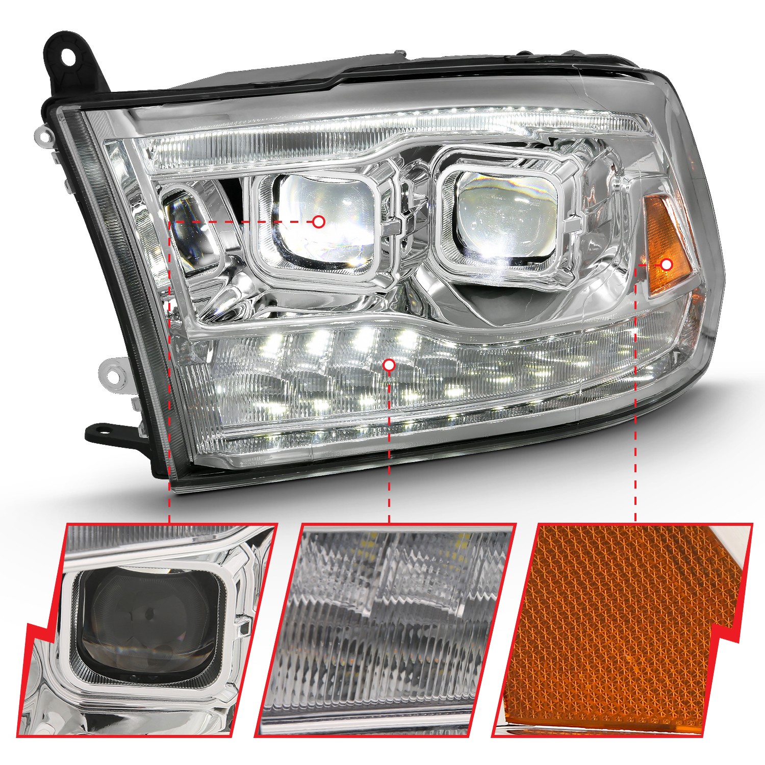 Fits 2009-2018 Ram 1500, 2010-2018 2500/3500, 2019-2023 1500 Classic (ANZ-111465)