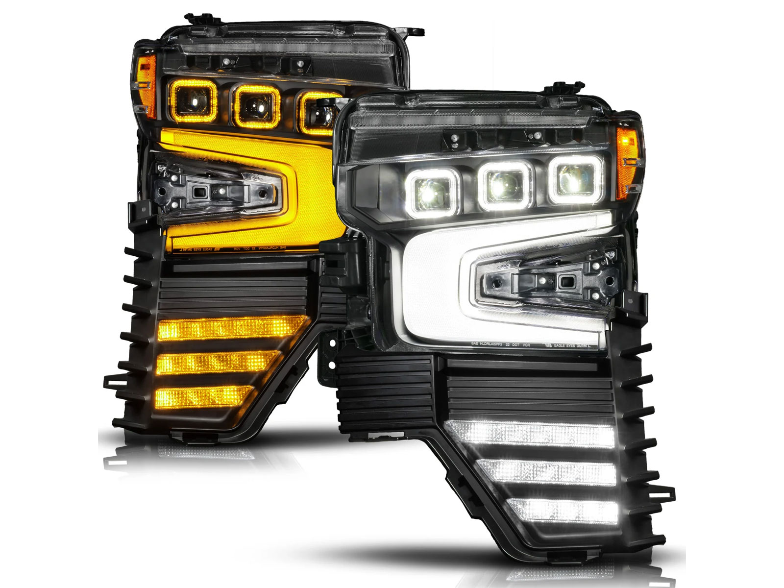 Anzo Black DRL Projector Headlights 111638X-L&ANZ-111638X-R