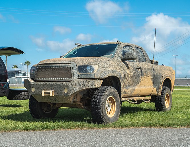 Muddy Toyota Tundra.