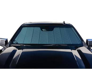 Plasticolor Ford Windshield Sun Shade – Folding Accordion Style, White/Blue, Universal Fit