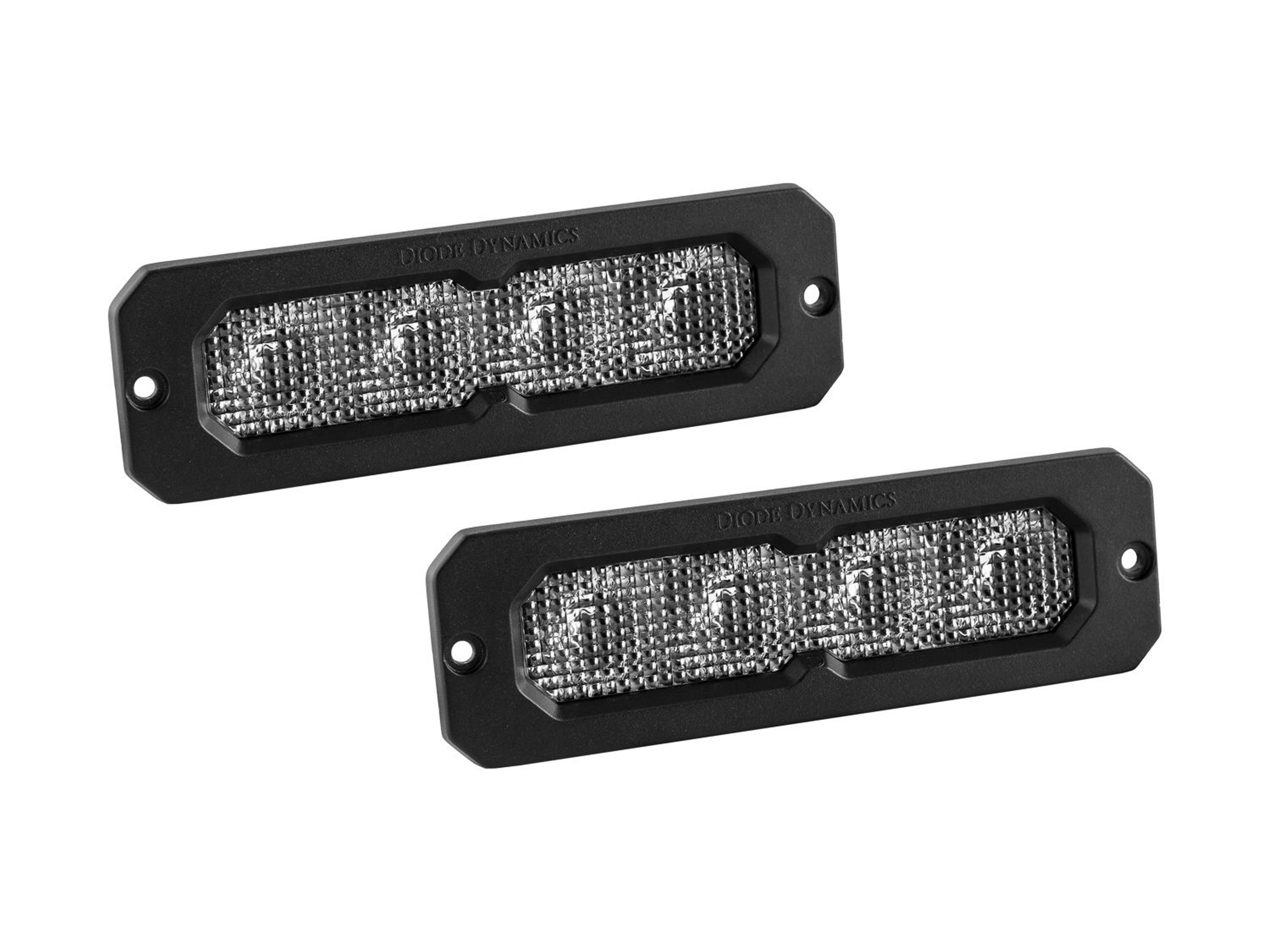 Diode Dynamics Pair Flush Mount SS6 Sport White Flood w/ Red Back