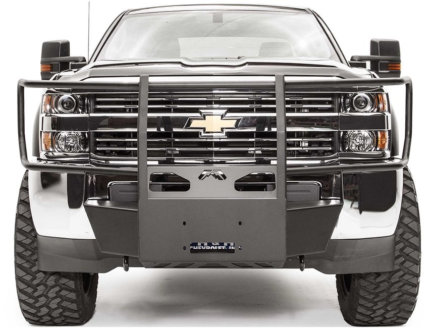 Fab Fours Winch Mount Front Bumper w/ Grille Guard GM15N30701 RealTruck