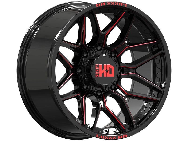 36 In Rims Luxxx HD Gloss Black & Red LHD36 Wheel LHD3620108170-19K-A3 | RealTruck