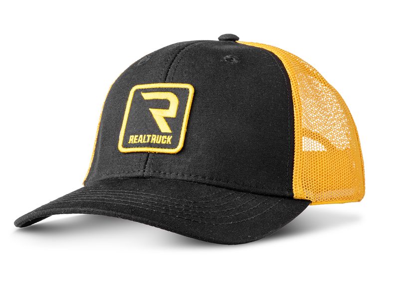 RealTruck Black Yellow R Logo Patch Trucker Hat RealTruck