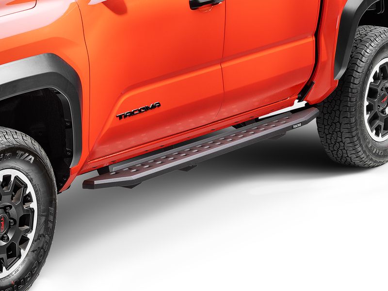 Black Drop Down Running Boards / Nerf Bars For 2024-2025 Toyota Tacoma Double Cab - Heavy Duty Galvanized Steel With Mounting Hardware
