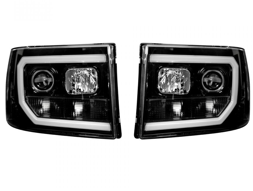 Smoke LED DRL Projector Headlights For 2005-2011 Toyota Tacoma - Pair (Left+Right)