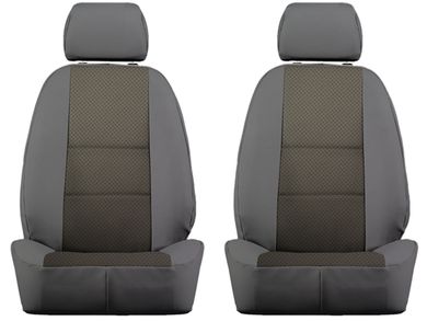 Front Perforated Leather Seat Cover Set – Charcoal Black – For Ford F250 F350 F450 F550 2011-2016 – 40/20/40 & 50/50 – 5 Year Warranty