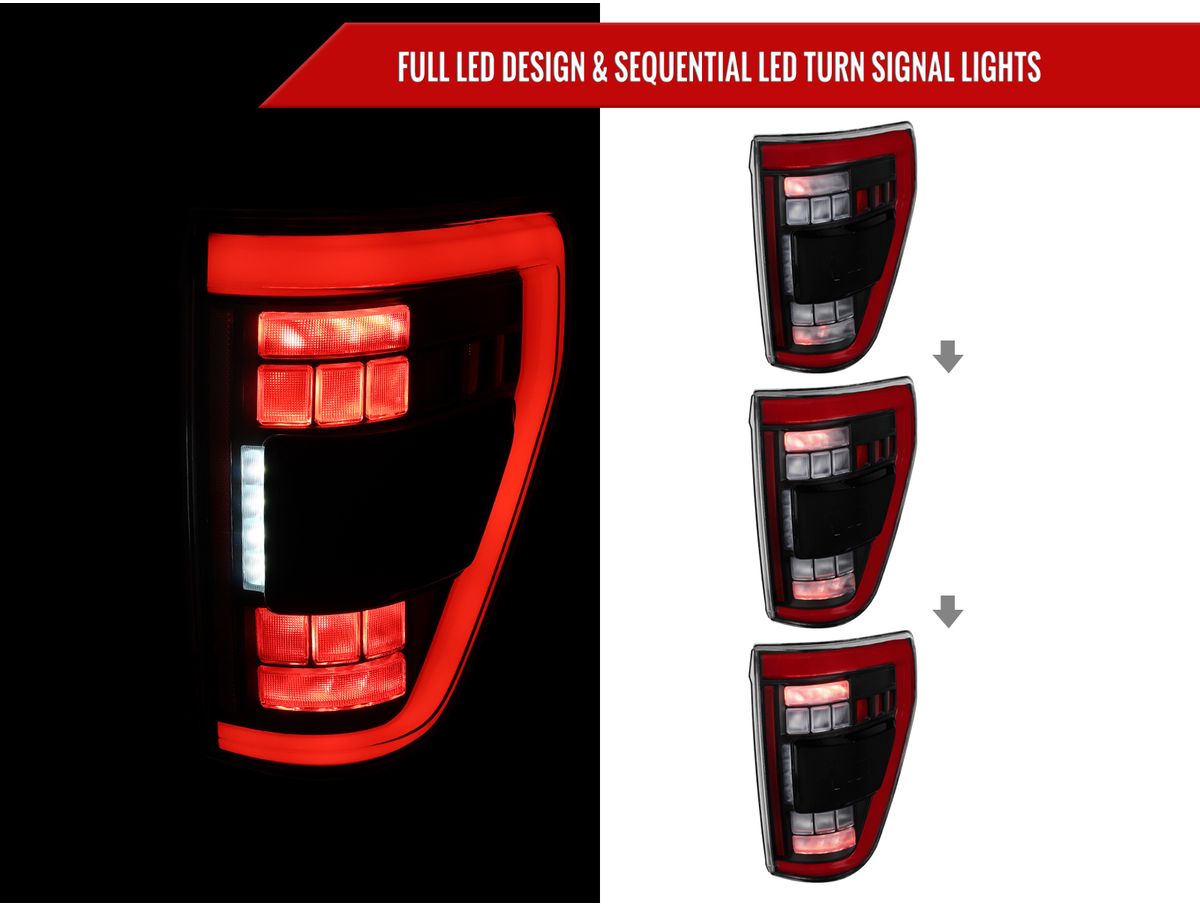 Spec-D Red and Black LED Tail Lights LT-F15021JRLED-SQ-RS | RealTruck