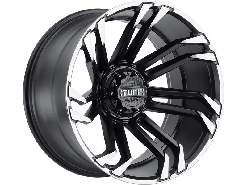 TUFF A.T. Wheels C-623801 (Pair) | Matte Black With Red Lettering