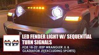 18-22 Jeep Wrangler JL & JT Smoked Fender Lights w/Sequential DRL Display Video | AMERICAN MODIFIED
