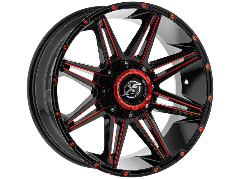 XF Offroad Gloss Black & Red XF-220 Wheel XFO-XF-220221251271397-44GBMLR |  RealTruck