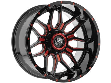 XF Offroad Gloss Black & Red XF-222 Wheels | RealTruck